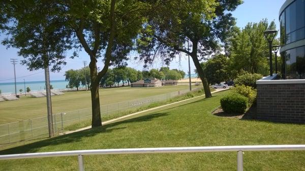 Side of the library that's facing Lake Michigan