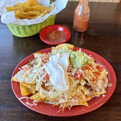 Chicken and beef nachos