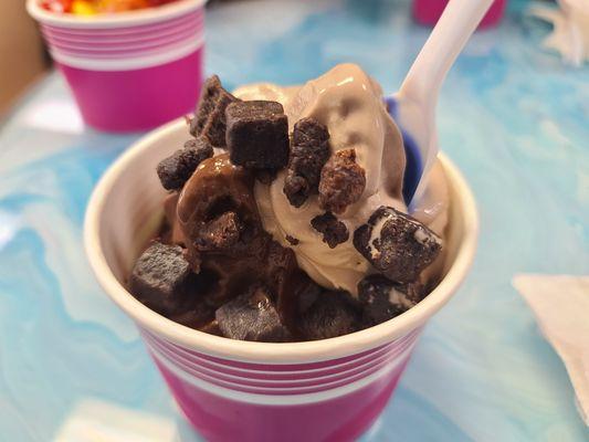 Cookies and cream, fudge with brownie topping