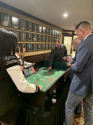 Christmas party night craps games.