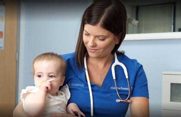 Dr. Christina Kousouli, a very talented and knowledgeable Homeopath, Herbalist and Naturopath examines a cute baby.