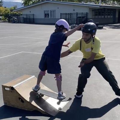 First time down the ramp without holding coach's hand for help!