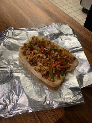 Chicken Philly with peppers and onions