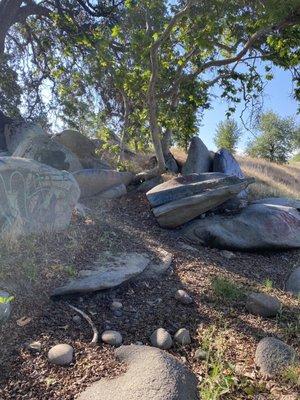 Some vandalism on rocks at Lost Lake