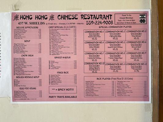 Full menu.