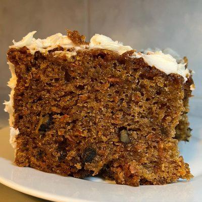 Carrot Cake with Nuts and Raisins Slice