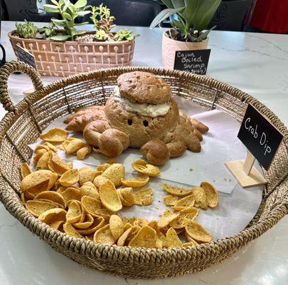 Crab Dipped Stuffed Multigrain Bread.