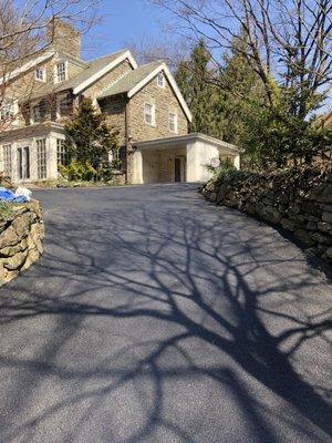 New asphalt paving driveway