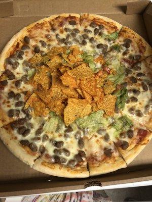 Taco Pizza has wilted lettuce. -sigh-