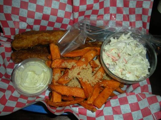 Fish and chips (Sweet potato fries instead of chips)