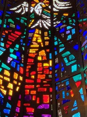 Are beautiful baptismal stained glass.