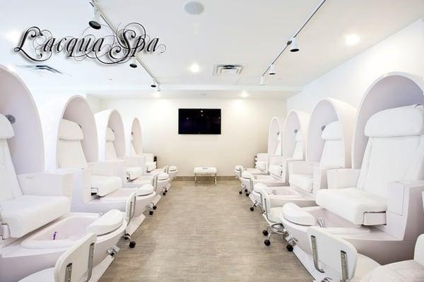 Upstairs pedicure party room.