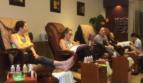 A group friends enjoy summer time at our salon spa