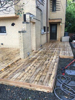 Deck cleaned, still wet.