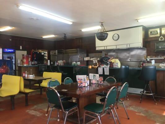 More of the interior, grill area beyond.