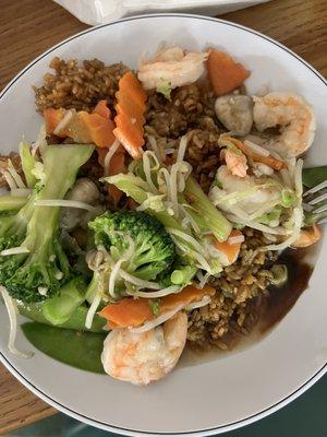 Shrimp fried rice and shrimp chop suey