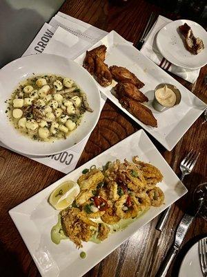 Parisienne Gnocchi, Old Bay Wings, and Fried Calamari