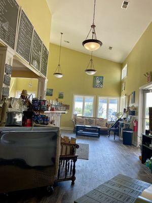 View of inside of shop - clean, inviting, beachy - nice respite from the summer heat!