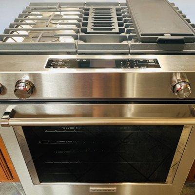 Kitchen Aid Duel Fuel Downdraft Slide In Range