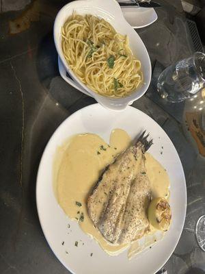 Branzino with spaghetti