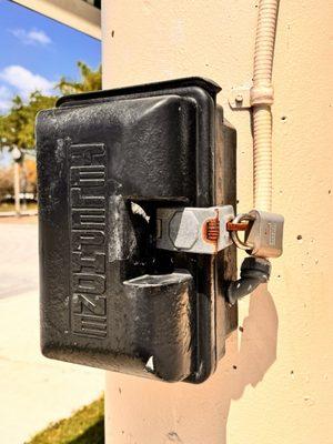 The emergency call box..locked