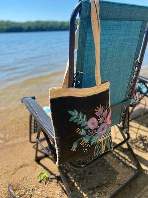 Painted canvas tote