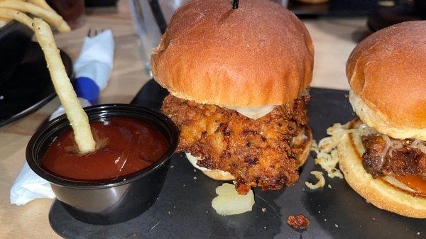 Spicy Chicken Slider and fries