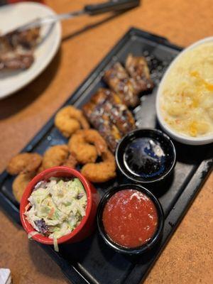 Fried Shrimp & Fridays half a Half Rack of Fridays Whiskey-Glaze w Mac & cheese/cole slaw 09.27.24