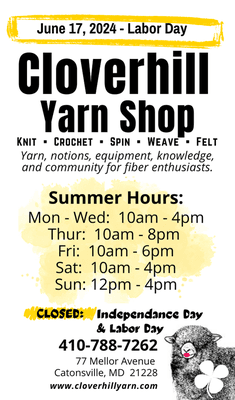 Summer Hours 2024: Mon-Tues-Wed 10-4pm, Th 10-8pm, Fri 10-6, Sat 10-4, Sun 12-4; Closed July 4 and Sept 2.