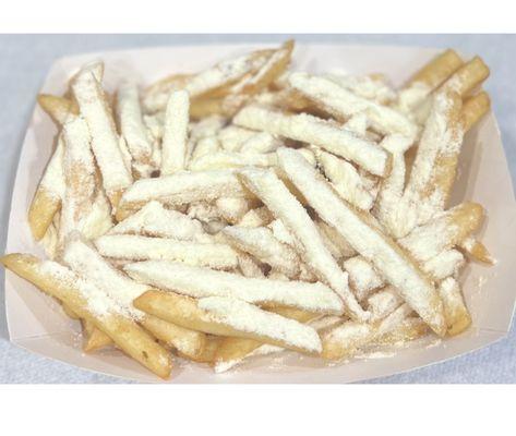 Cheese snowing french fries