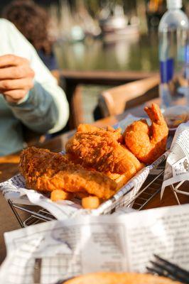 Fish and Chips (+ Prawns) - another angle of the amazing fish and chips. Must order!