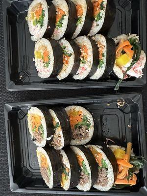 Almost forgot to get a picture bc it was soooo goood. Bulgogi & crab kimbap. $7.99 each.