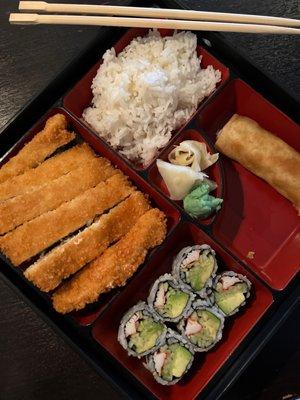 Chicken Katsu, California Roll, Spring Roll Box