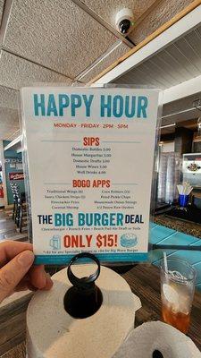 Happy Hour menu