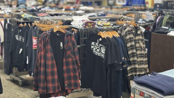 Flannel and t-shirt displays