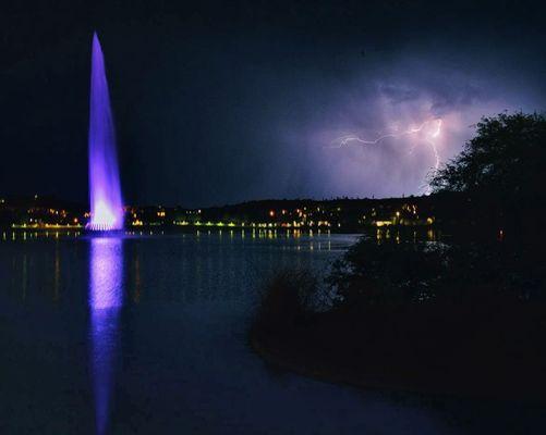 Monsoon lighting over the lake