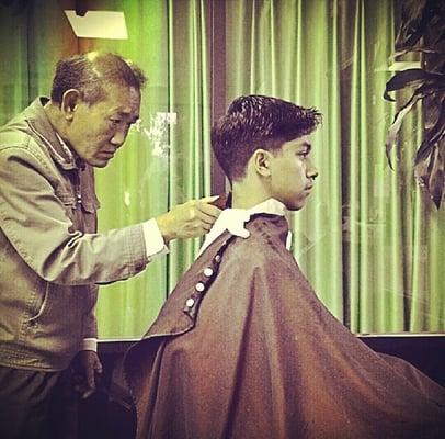 Sal cutting my sons hair, such a cool pic!