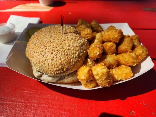 Swiss mushroom burger