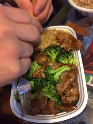 Beef and Broccoli w pork fried rice combo