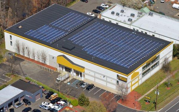 Safeguard Self Storage of Mountainside, NJ with solar energy panels.