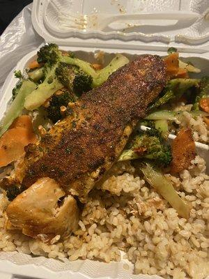 Salmon with brown rice