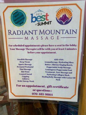 Voted Best Massage in Summit County 2021 and most years past.