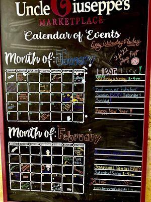 Event calendar for January and February 2024