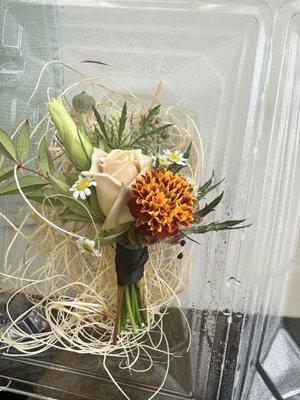 Boutonnière. Loved the combo of color and texture