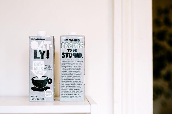 We carry Oatly Oat Milk, it's simply the best!