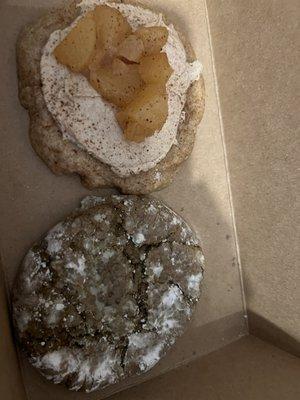 Matcha cookie and apple pie cookie