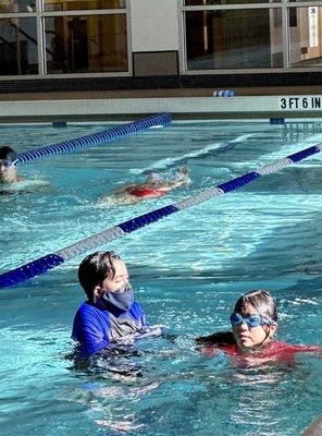 She enjoyed swim lesson with her instructor!