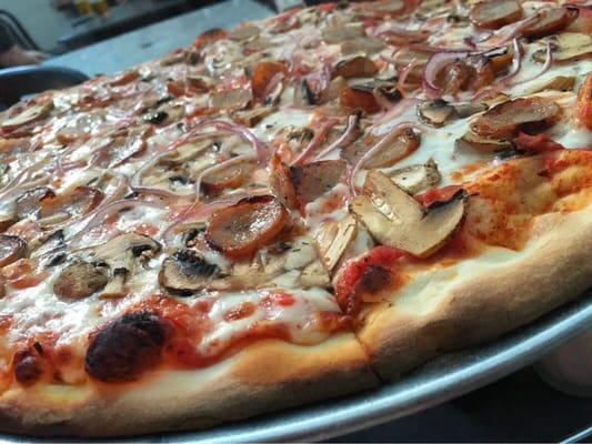 #1 Luca Brasi w/ lucca sausage, mushrooms | large $16 +$1 red onion