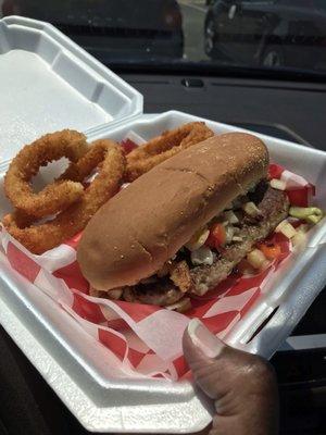 Italian sausage and onion rings