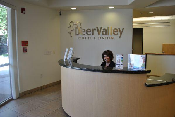 The front welcome desk at the Arrowhead Branch.